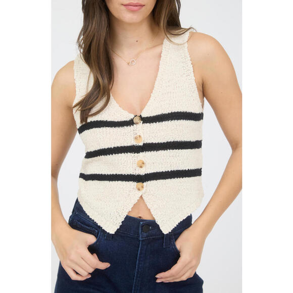 Blu Pepper Jackets & Blazers - NWT! Blu Pepper Stripe Crop Sweater Vest in Cream Size Medium